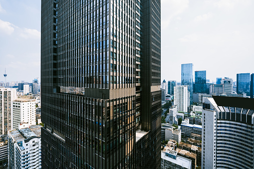 Modern urban architecture in Chengdu on sunny days