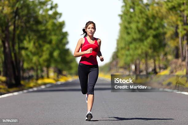 Sport Fitness Running Woman Stock Photo - Download Image Now - Running, Red, Marathon