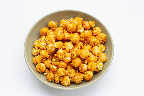 istock Honey caramel popcorn on white background. 1419437395