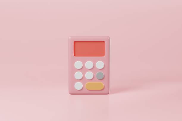 istock Minimal style math financial calculator with round pad button on pink background. Business investment budget balance, tax, economy analysis concept. Education, accounting work equipment. 3d rendering 1419438393