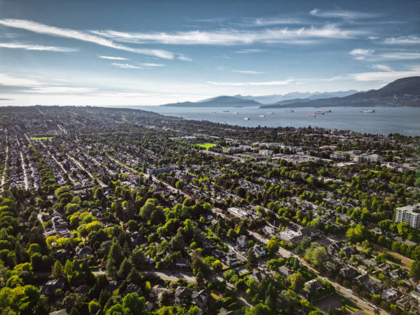 istock Drone DJI Mini 3 Pro English bay Vancouver kitsilano skyline cargo ships 1419439335