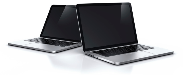 3d rendering of two laptops