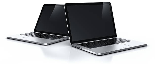 dois computadores portáteis - dois objetos imagens e fotografias de stock