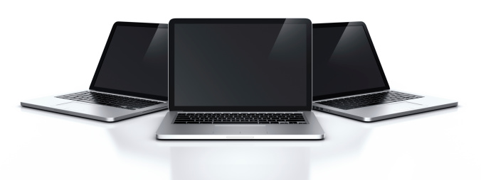 3d rendering of multiple laptops
