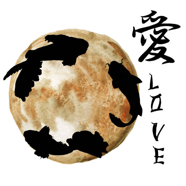 istock Bamboo frame. Watercolor illustration Oriental traditional painting Isolated. Hieroglyph calligraphy. 1419447639
