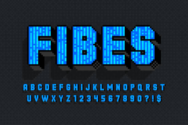 ilustrações de stock, clip art, desenhos animados e ícones de pixel vector alphabet design, stylized like in 8-bit games - letter b three dimensional shape alphabet sign