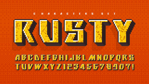 ilustrações de stock, clip art, desenhos animados e ícones de pixel vector alphabet design, stylized like in 8-bit games. - alphabet letter o typescript letter b