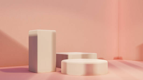 istock podium, product stand. mock up on a pink background texture background Ideal backdrop for product presentations 1419451710