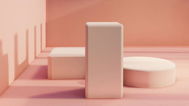 istock podium, product stand. mock up on a pink background texture background Ideal backdrop for product presentations 1419452179