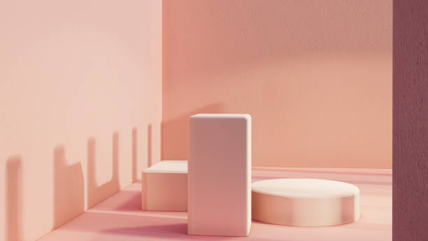 istock podium, product stand. mock up on a pink background texture background Ideal backdrop for product presentations 1419452247