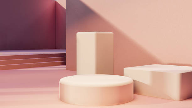 istock podium, product stand. mock up on a pink background texture background Ideal backdrop for product presentations 1419452308
