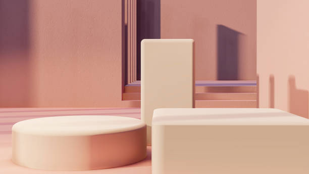 istock podium, product stand. mock up on a pink background texture background Ideal backdrop for product presentations 1419452385