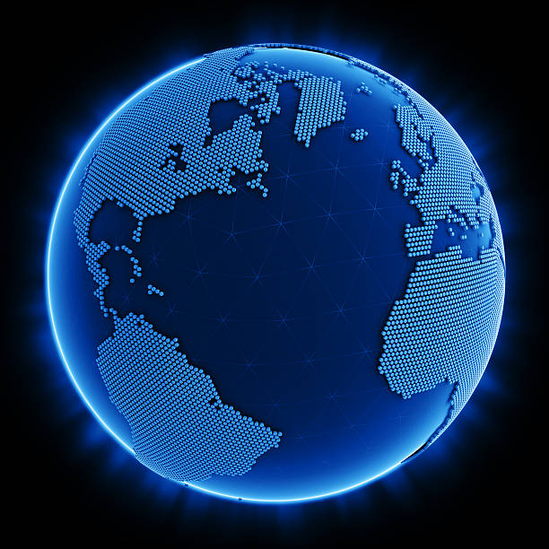 hexágono mundo - three dimensional shape continents bright blue imagens e fotografias de stock
