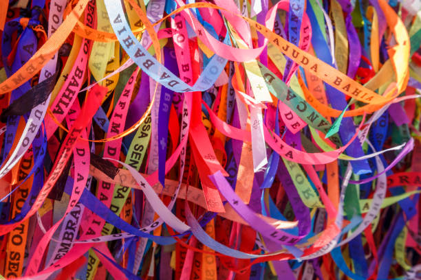 Lord of Bonfim ribbon tapes symbol of faith and good luck in Trancoso, BAHIA stock photo