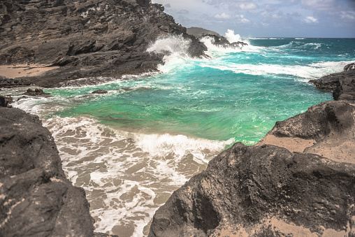 Halona Beach Cove known as Eternity Beach located on the southeastern shore of Oahu.