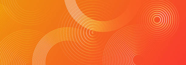 latar belakang lingkaran bentuk geometris gradien oranye dan merah abstrak. latar belakang futuristik modern. dapat digunakan untuk halaman arahan, sampul buku, brosur, selebaran, majalah, merek, spanduk, header, presentasi, dan latar belakang wallpaper ap - pola ilustrasi stok