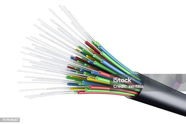 Cabo De Fibra Óptica - Fotografias de stock e mais imagens de Fibra Ótica - Fibra Ótica, Cabo, Figura para recortar