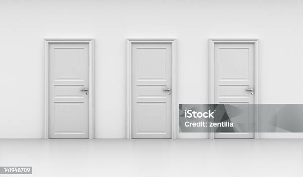 Three Closed Doors Stock Photo - Download Image Now - Closed, Door, Three Objects