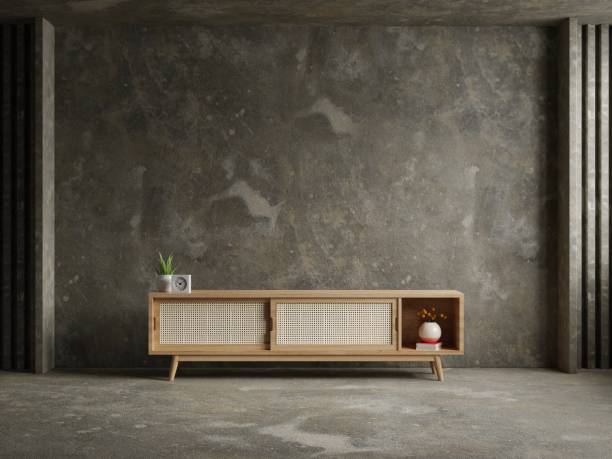 istock Cabinet for tv in interior room on concrete wall background,minimal design. 1419490607