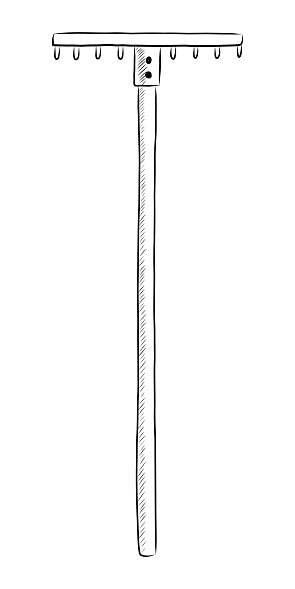 Vector Front View Floor Rake Black Vector Illustration Of A Rake Isolated On A White Background ...