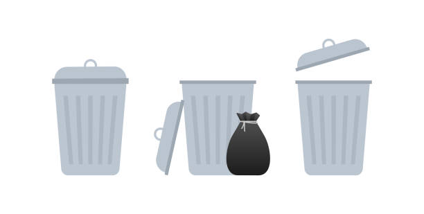 illustrazioni stock, clip art, cartoni animati e icone di tendenza di cestino della spazzatura. illustrazione vettoriale. - garbage can