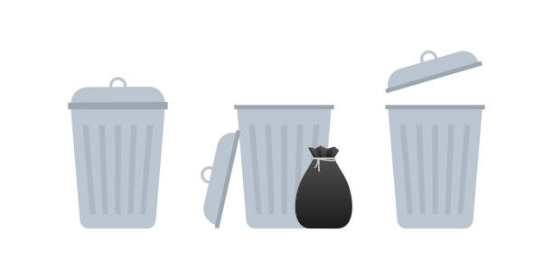 stockillustraties, clipart, cartoons en iconen met trash can garbage dustbin. vector stock illustration. - vuilnisemmer