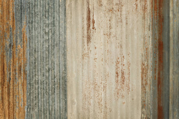 istock Old zinc wall texture background, rusty on galvanized metal panel sheeting. 1419501734