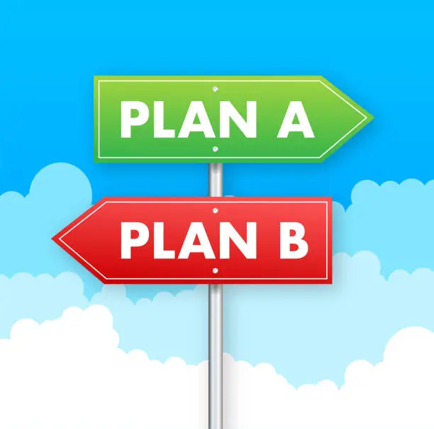 Vector illustration of Plan a and b. Alternative idea. Business strategy. Vector stock illustration.