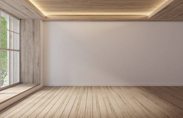 istock Empty wall Scandinavian farmhouse living room interior  background. 1419506982