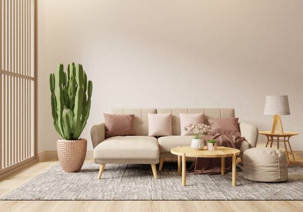 istock Simulate a white-walled house in a Scandinavian-style living room. 1419507054