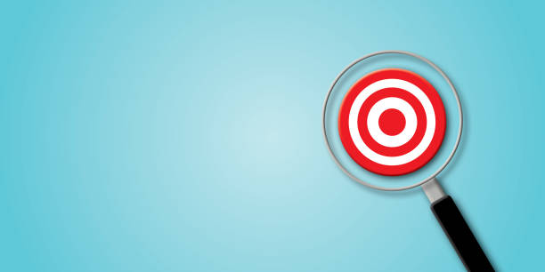 istock Magnifying glass or magnifier focusing with red target on blue background. Concept for business goal success. 1419510316