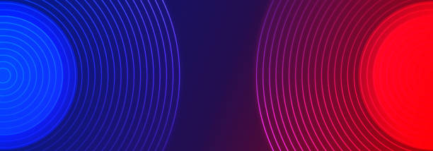 ilustrações, clipart, desenhos animados e ícones de fundo de forma de círculo de gradiente azul e vermelho abstrato. fundo futurista moderno. pode ser usado para versus design de fundo de banner da equipe. - technology abstract backgrounds dark