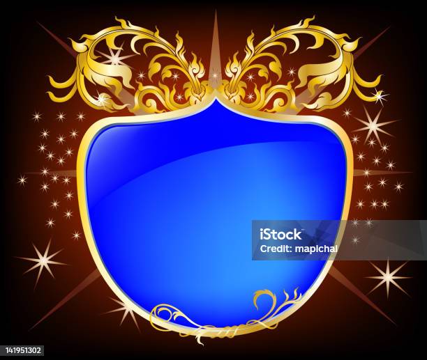 Escudo Elegante Fundo Azul - Arte vetorial de stock e mais imagens de Azul - Azul, Castanho, Cultura Tailandesa