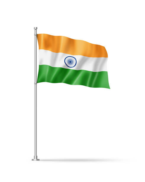 Indian flag isolated on white stock photo
