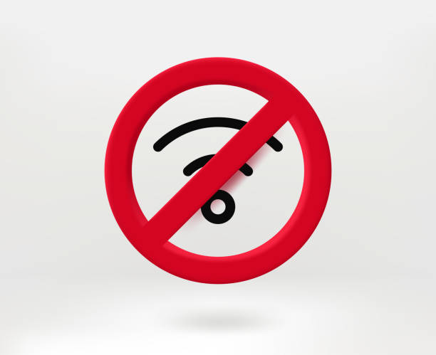 No internet connection concept with wifi icon. 3d vector illustration No internet connection concept with wifi icon. 3d vector illustration cross off stock illustrations