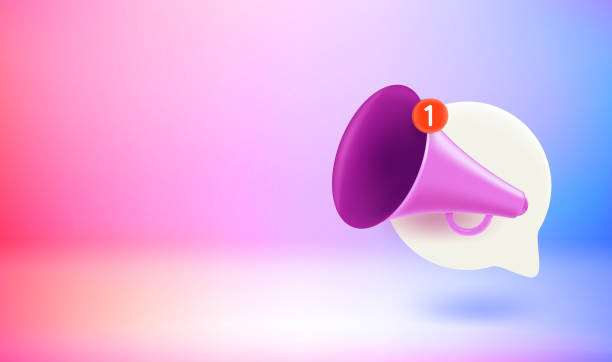 istock Announcement concept with loud speaker. Vector 3d banner with doodling 1419519182