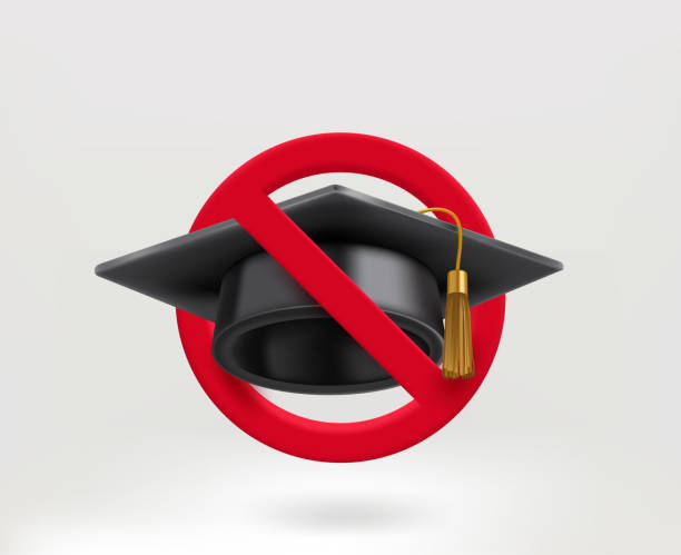 istock No graduation and education concept with graduation cap. 3d vector illustration 1419519266