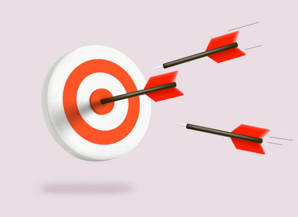 istock Darts flying to the center of target. 3d vector illustration 1419520703