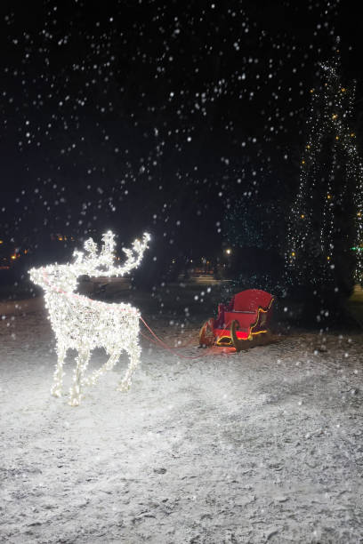 istock Christmas deer in a defocused lights outdoor. 1419522596