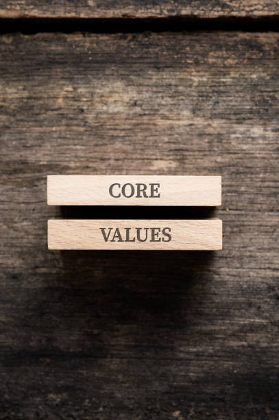 istock Core values sign written on two stacked wooden pegs 1419524324