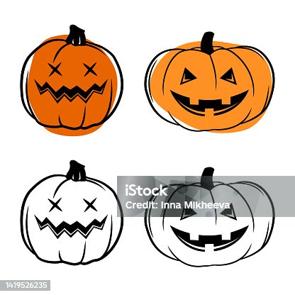 istock Vector scary spooky smiling Halloween pumpkin 1419526235