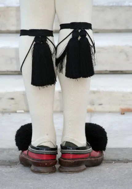 Greek Soldier Evzone Uniform Socks and shoes in Athens, Greece