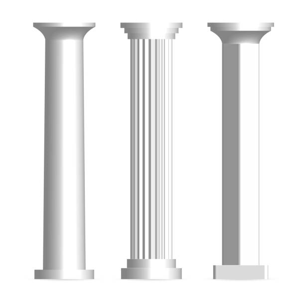 zestaw kolumn architektonicznych, ilustracja wektorowa 3d. - column pedestal greek culture three dimensional shape stock illustrations