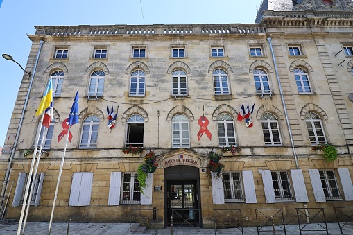 The town hall, view from outside, Bergerac town, Dordogne department, France