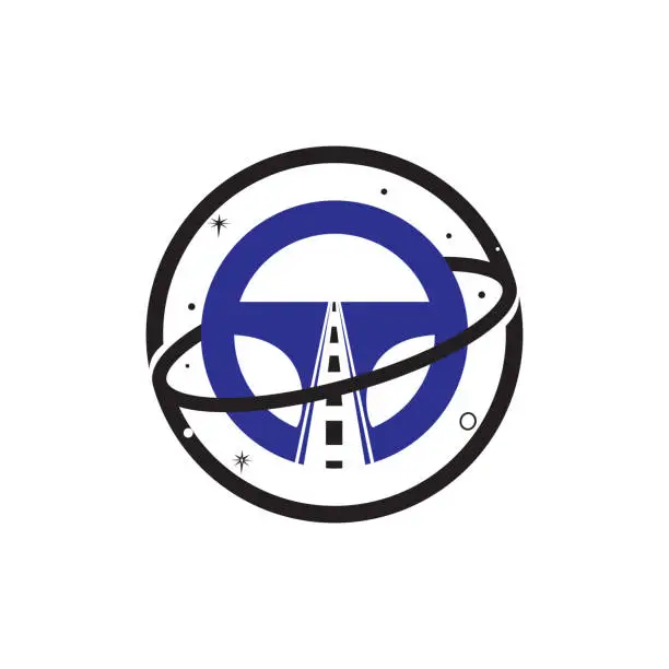 Vector illustration of Driving planet vector logo design.