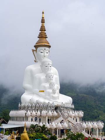 White buddha and mountain at Phetchabun, Thailand.