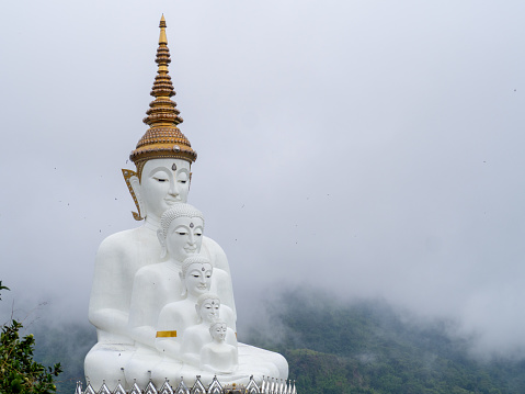 White buddha and mountain at Phetchabun, Thailand.