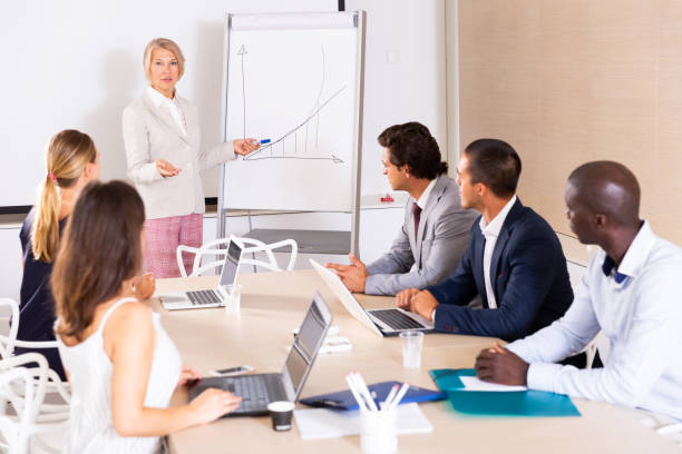 istock Woman presenting strategy to colleagues 1419540227