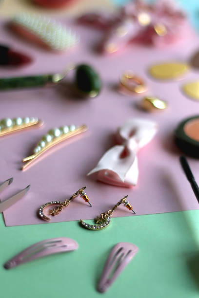 istock Various Accessories and Make Up on Colorful Backgrounds 1419542622