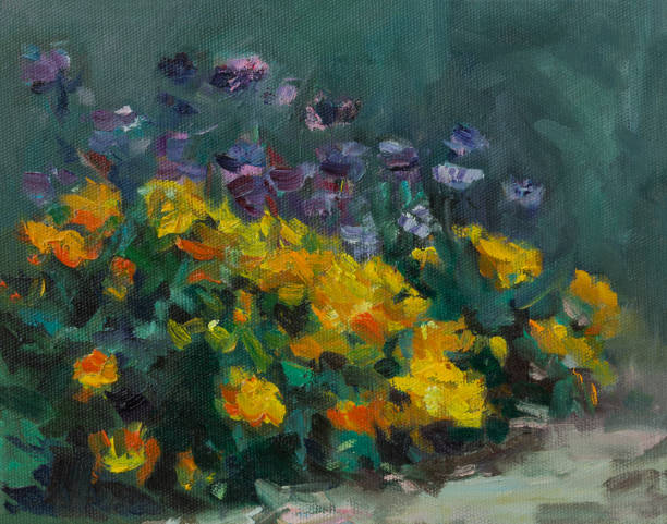 istock Abstract flowers oil painting. 1419546285